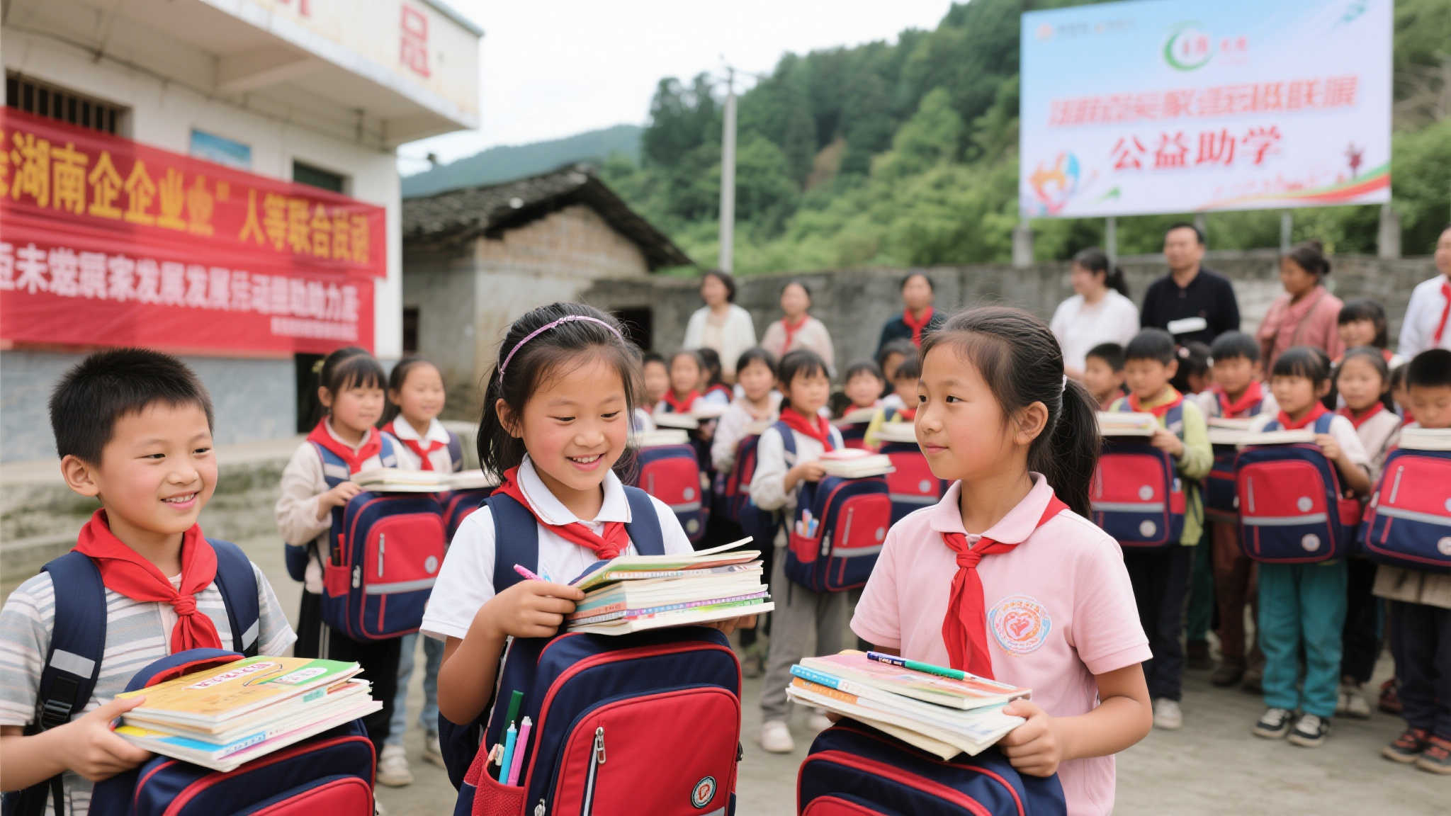 潇湘圆梦·公益助学点亮未来 许多贫困地区,每一个书包、一支笔都可能承