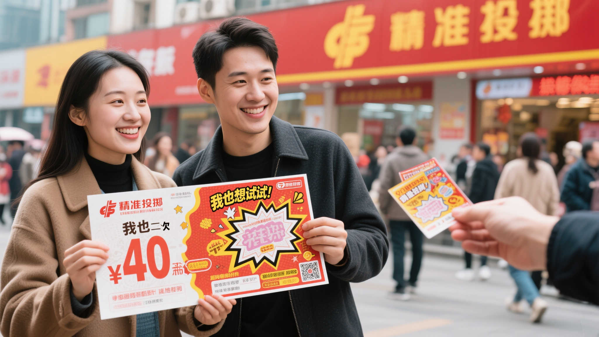 情侣街头刮福彩喜中80万 女生感叹男友仅刮4次就中奖