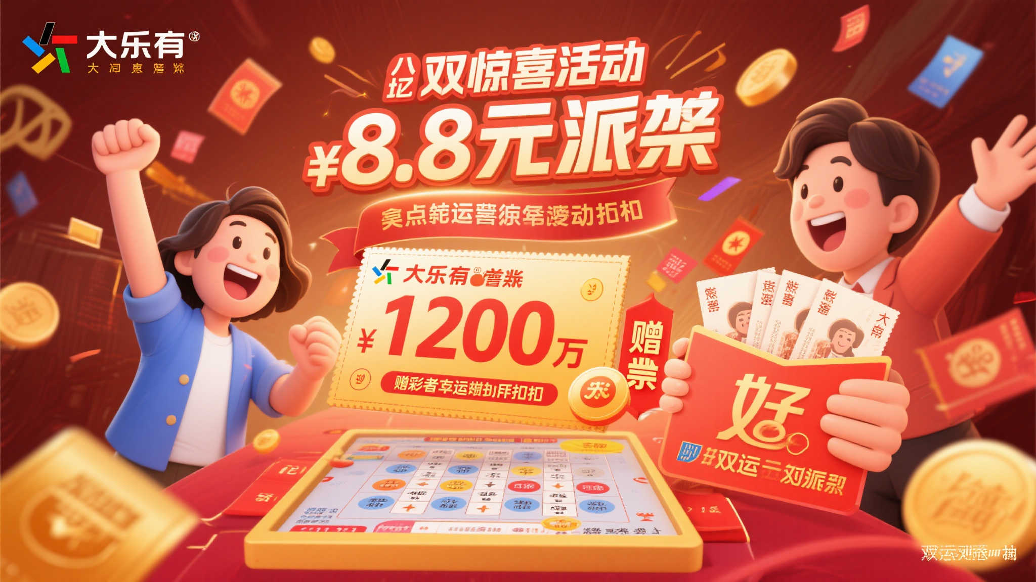 大乐透8.8亿派奖加码1200万赠票,双倍好运buff叠加惊喜! 大乐透8.8亿派奖加码1200万赠票,双倍好运buff叠加惊喜!