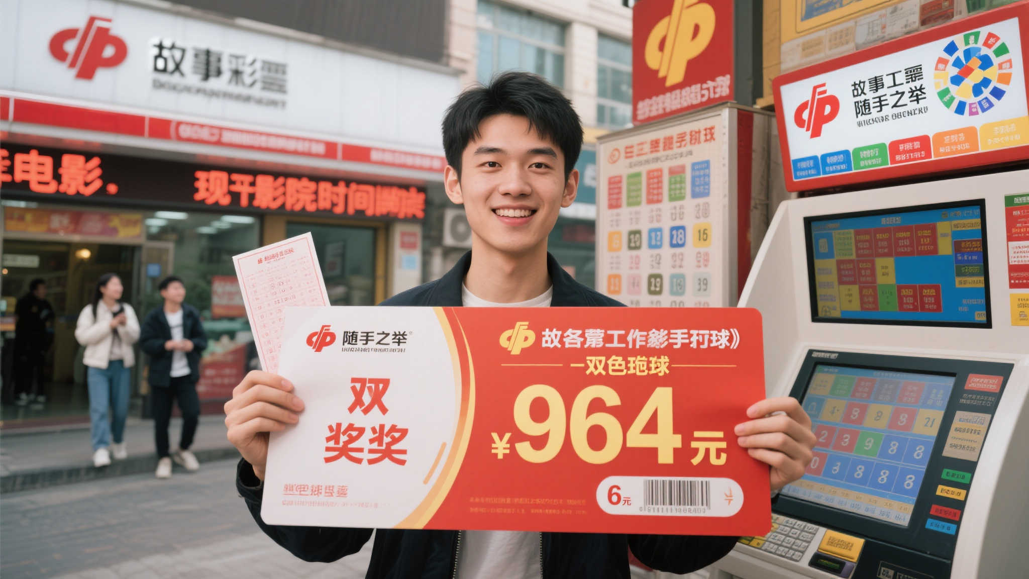 “95后随手6元机选票,中双色球664万大奖,等电影间隙喜获惊喜” 故事的主人公是一位普通的95后小伙,平时