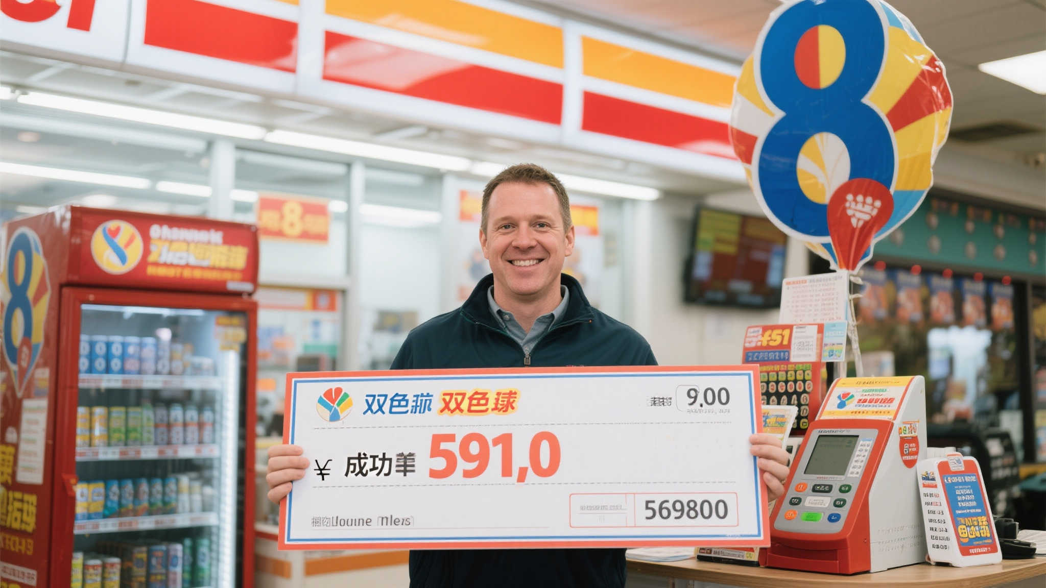 8年机选购彩终获双色球591万，男子计划东山再起重启生意